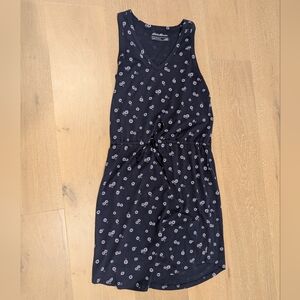 Eddie Bauer Ditsy Floral Daisy Print Navy Dress Cinch Waist Small
